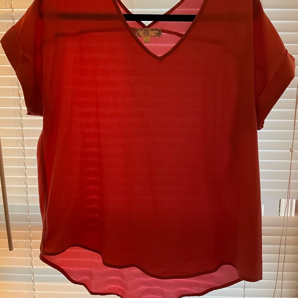 V neck short sleeve blouse